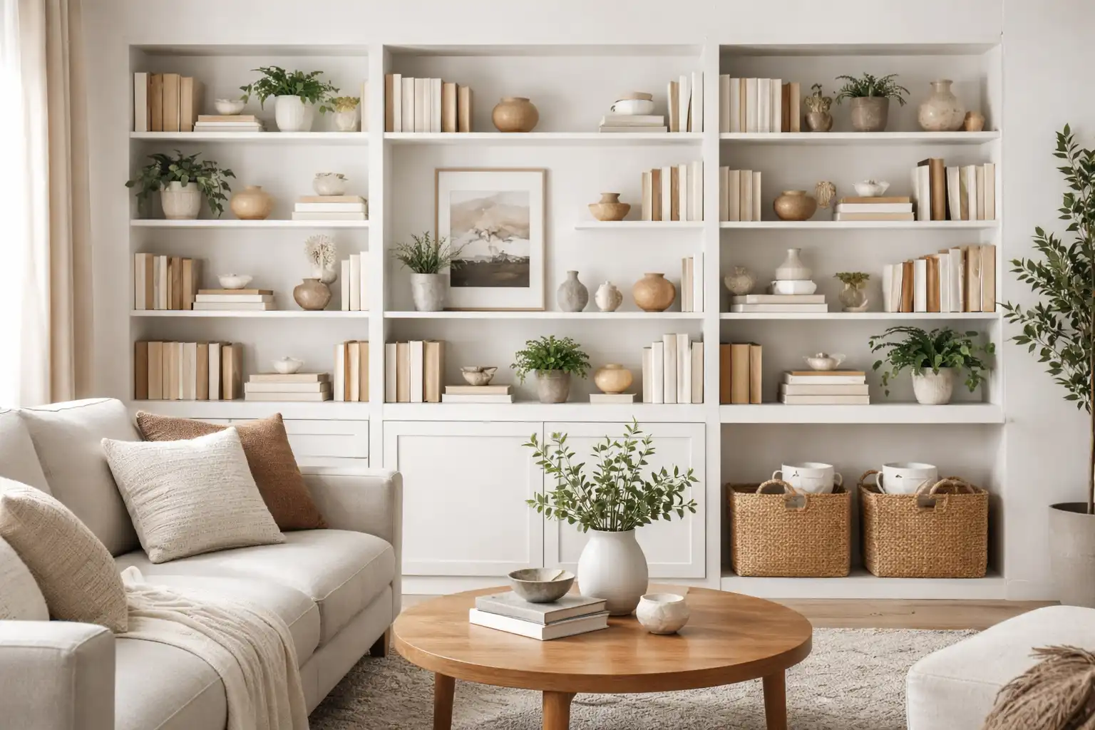 bookcase decorating ideas for living room