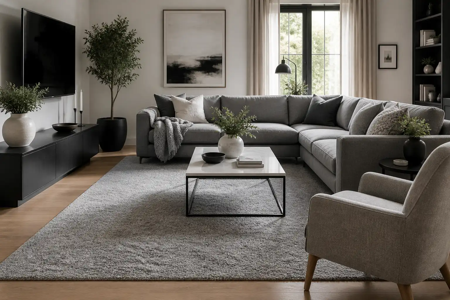 Living Room ideas with Grey Rug