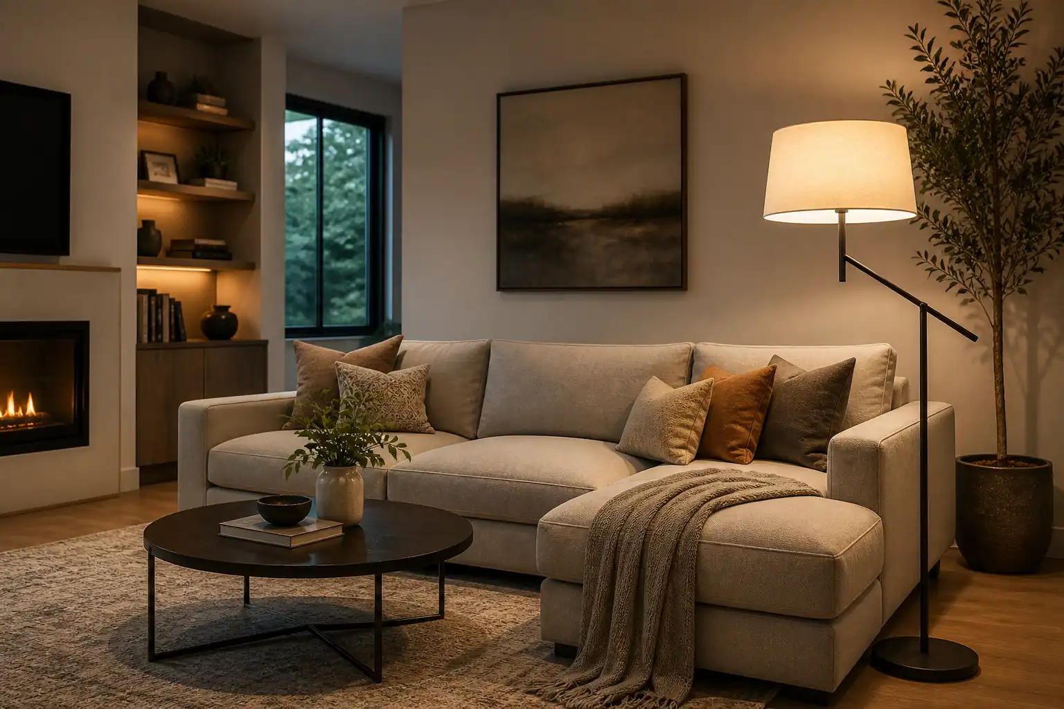 Living Room With Floor Lamps