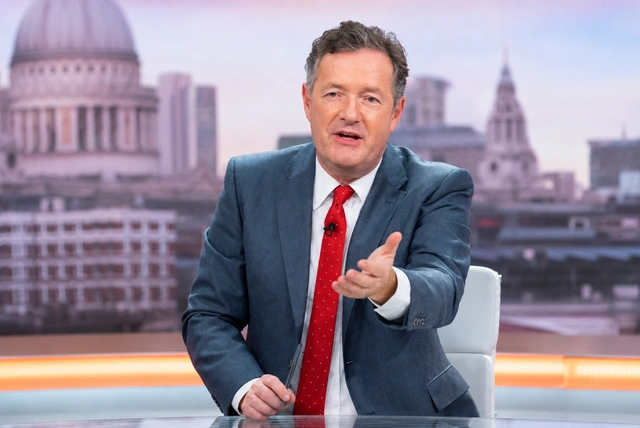 Piers Morgan during a television interview discussing his career and latest news