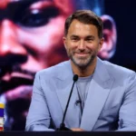 Eddie Hearn at a Matchroom Boxing event discussing his boxing promotion career