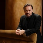 Ricky Gervais at a public event showcasing the British comedian known for The Office, After Life and stand-up comedy