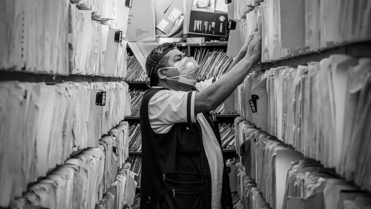 Files kept in a cabinet as business records