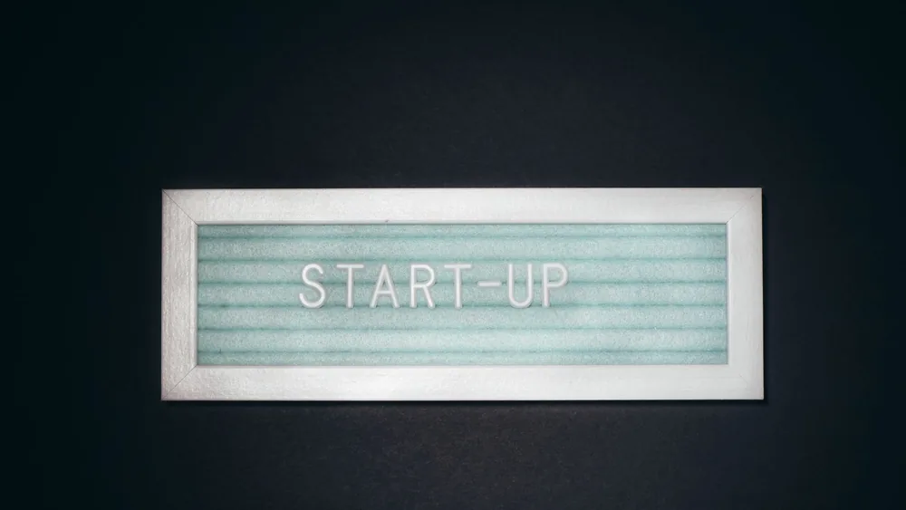 Close-up of a start-up sign with copy space, symbolizing business and innovation.