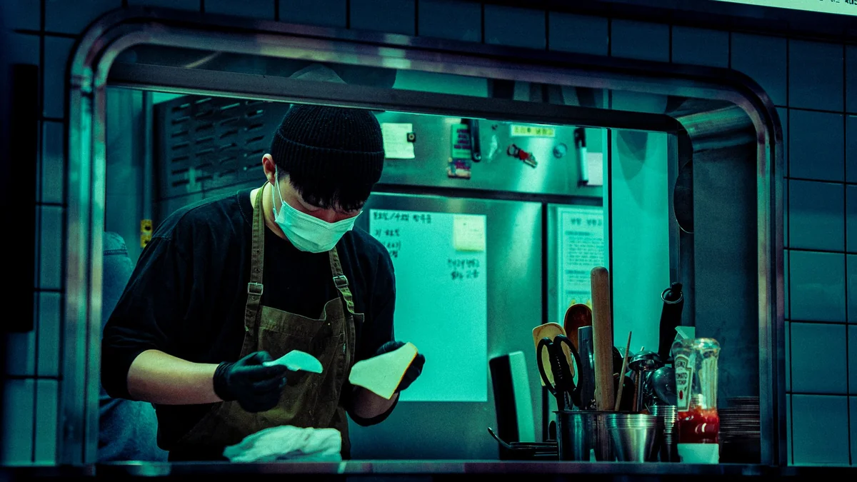 A commercial kitchen where food hygiene rules apply