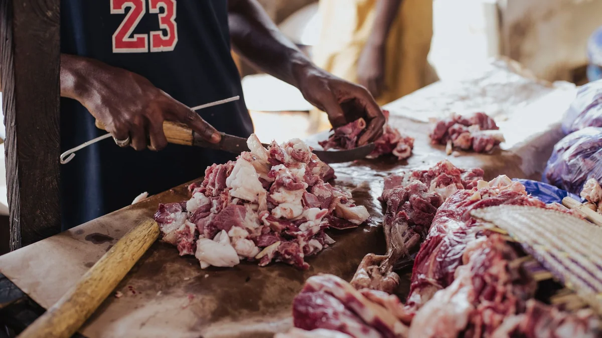 Raw meat cuts of the type used in raw pet feeding