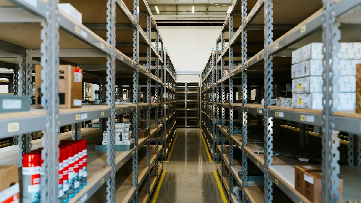 Stock on warehouse shelves being counted