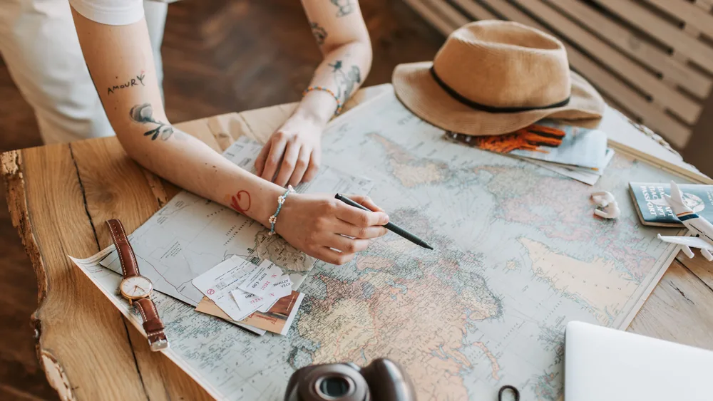 Traveller staying safe during summer holiday
